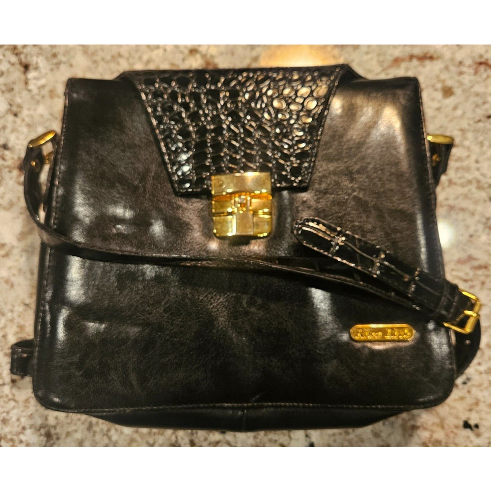 Rina Rich Vintage Italian Leather Handbag or Sholder Bag with Gold Fittings - Picture 11 of 14
